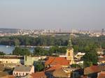 View of Belgrade from Zemun originally developed on three hills, Gardoš, Ćukovac and Kalvarija, on the right bank of the Danube, where the widening of the Danube begins and the Great War Island is formed at the mouth of the Sava river.