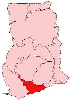 Location of Central Region in Ghana