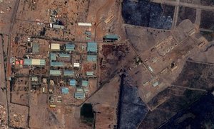 The Yarmouk military complex in Khartoum, Sudan seen in a satellite image made on October 25 2012, following the alleged attack. A U.S. monitoring group says satellite images of the aftermath of an explosion at a Sudanese weapons factory suggest the site was hit by an airstrike. The Sudanese government has accused Israel of bombing its Yarmouk military complex in Khartoum, killing two people and leaving the factory in ruins.The images released by the Satellite Sentinel Project to The Associated Press on Saturday Oct 27 2012 showed several 52-foot wide craters. A spokesman for the project said military experts found the craters to be "consistent with large impact craters created by air-delivered munitions." Israeli officials have neither confirmed nor denied striking the site, instead accusing Sudan of playing a role in an Iranian-backed network of arms shipments to Hamas and Hezbollah.