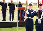 MIDDLETOWN, Calif. - Rear Adm. Joseph Castillo, middle, the Eleventh District commander, salutes the flag as a Coast Guard color guard presents the colors during a decommissioning ceremony for Coast Guard Loran Station Middletown, Calif., May 21, 2010. The loran station began as a radio-based navigation system during World War II under a secret program to provide the Allied forces with a reliable and accurate means of navigation at sea in any weather. The loran station crew ceased broadcasting o