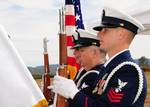 MIDDLETOWN, Calif. - A Coast Guard color guard presents the colors during a decommissioning ceremony for Coast Guard Loran Station Middletown, Calif., May 21, 2010. The loran station began as a radio-based navigation system during World War II under a secret program to provide the Allied forces with a reliable and accurate means of navigation at sea in any weather. The loran station crew ceased broadcasting of their domestic signal at noon, Feb. 8, 2010, as part of a nationwide cancellation of t