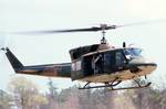 A U.S. Air Force Reserve Bell HH-1N Huey (s/n 69-6612) taking off on maneuvers during a reserve rescue exercise at Phelps Collins Air National Guard Base.