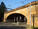 Sandstone railway bridge over Hay Street, beside Belmore Park. Central is an urban locality around Central railway station in Sydney, New South Wales, Australia