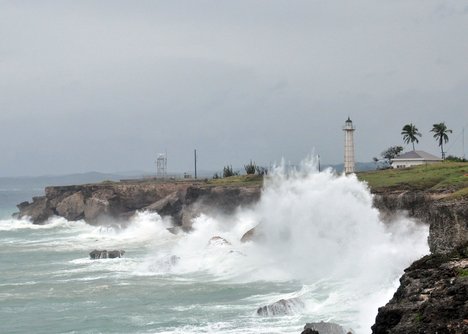 Hurricane Sandy makes landfall at Naval Station Guantanamo Bay, Cuba, October 24, 2012.