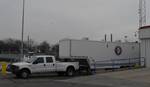 CLEVELAND - The Coast Guard's weapons simulator trailer is parked at the Coast Guard's Cleveland Moorings Facility, Jan. 24, 2012.The portable trailer is being transported throughout the Great Lakes region to provide weapons training and enhance crew proficiency during the winter months.U.S. Coast Guard photo by Chief Petty Officer Kyle Niemi (1504634) ( Coast Guard weapons simulator in Cleveland )