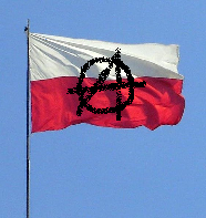 Polish flag with anarchy symbol