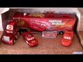 Disney Mack Hauler Truck with 2 Lightning McQueen Cars 2 diecast Disneystore Pixar Mattel