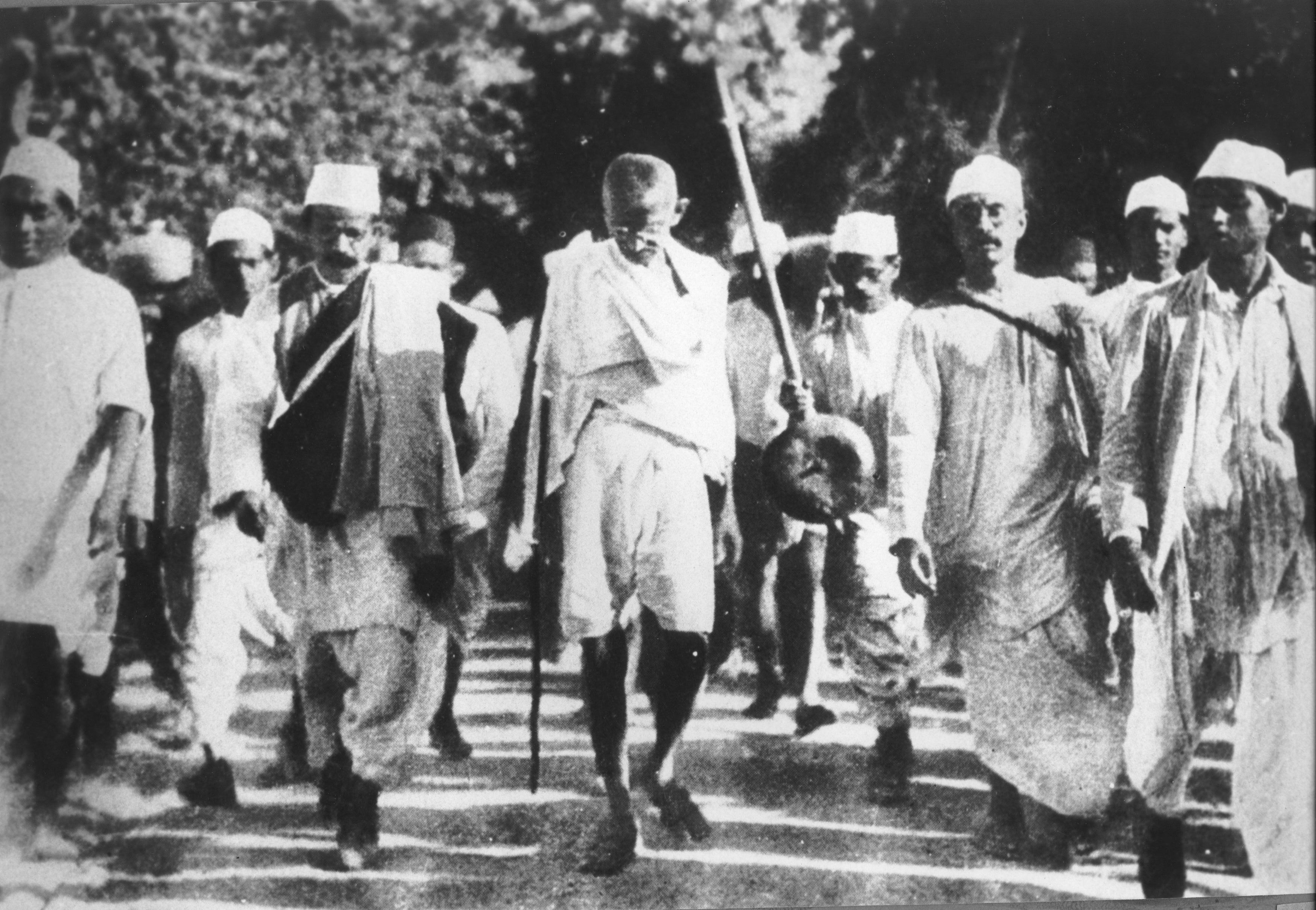 Gandhi during the Salt March, 1930