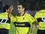 Copa Santander Libertadores de América Boca Juniors's Rodrigo Palacio celebrating his goal near his teammates Palermo and Vargas during the second period of the match that ended Defensor Sporting 2 Boca Juniors 2, Centenario Stadium, Montevideo, Uruguay, 14th Mayo, 2009