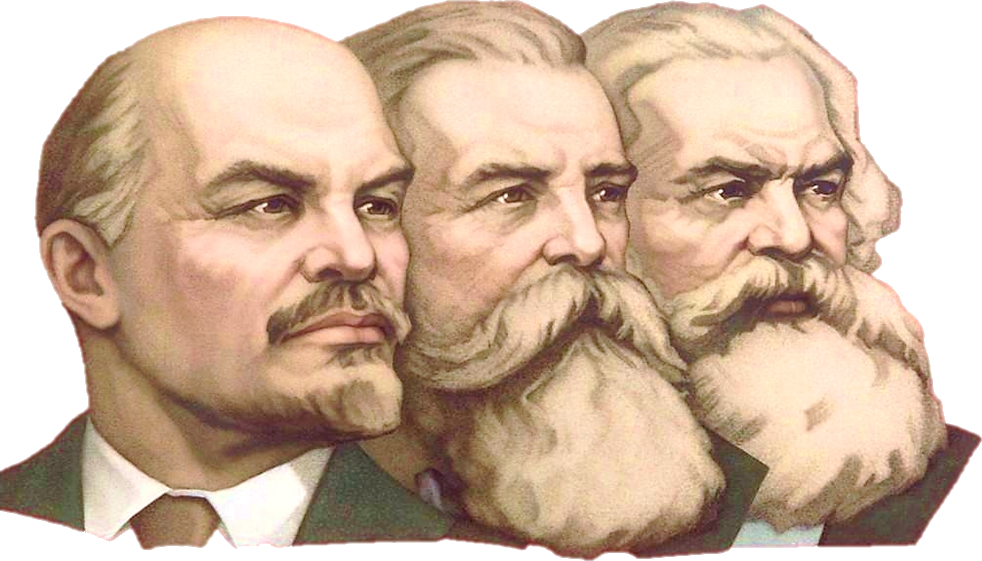 Vladimir Lenin, Friedrich Engels, and Karl Marx