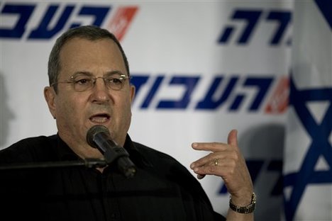 Israeli Defense Minister Ehud Barak speaks to Labor party members in Tel Aviv, Israel, Wednesday, Sept. 1, 2010.