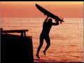 SURFER JUMPS OFF PIER!