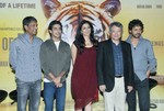 Director Ang Lee with the cast and crew of 'Life of Pi". Suraj Sharma, second from left is the debutante lead