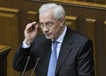 New Ukrainian Prime Minister, Mykola Azarov speaks to lawmakers in parliament, Kiev, Ukraine, Thursday, March 11, 2010.