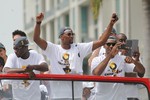 Miami Heat celebrate during their victory parade after defeating the Oklahoma City Thunder for the 2012 NBA Championship Miami, Florida - June 25, 2012