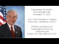 Ron Paul's Texas Straight Talk 12/31/12: New Year's Message to Congress: Follow the Constitution!