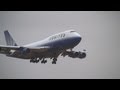 Storm!! United Airlines Boeing 747-400 Go Around at Narita