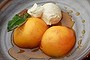 Matt Wilkinson's poached/baked peaches with marscapone mousse.