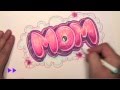 How to Draw Graffiti Letters - Write Mom in Bubble Letters