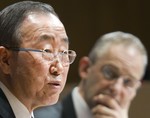 File - In his end-of-year press conference, Secretary-General Ban Ki-moon (left)reflects on a “tumultuous” 2012, which saw tensions from Syria to the Sahel and from Eastern Congo to the Korean peninsula.