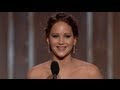 Jennifer Lawrence Wins 2013 Golden Globe for Best Actress in a Movie