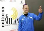 Double-amputee sprinter Oscar Pistorius, of South Africa, poses prior to the start of the press conference, jsa1