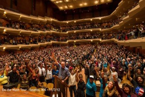 Bill McKibben leading the sold-out crowd at the Do the Math event in Seattle