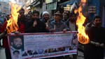 Activists and supporters of Jammu Kashmir Liberation Front (JKLF) hold torches during a protest march on the streets of Srinagar on Saturday 02, March 2013.Against the denial of mortal remains of Afzal Guru, Parliment attack convict.