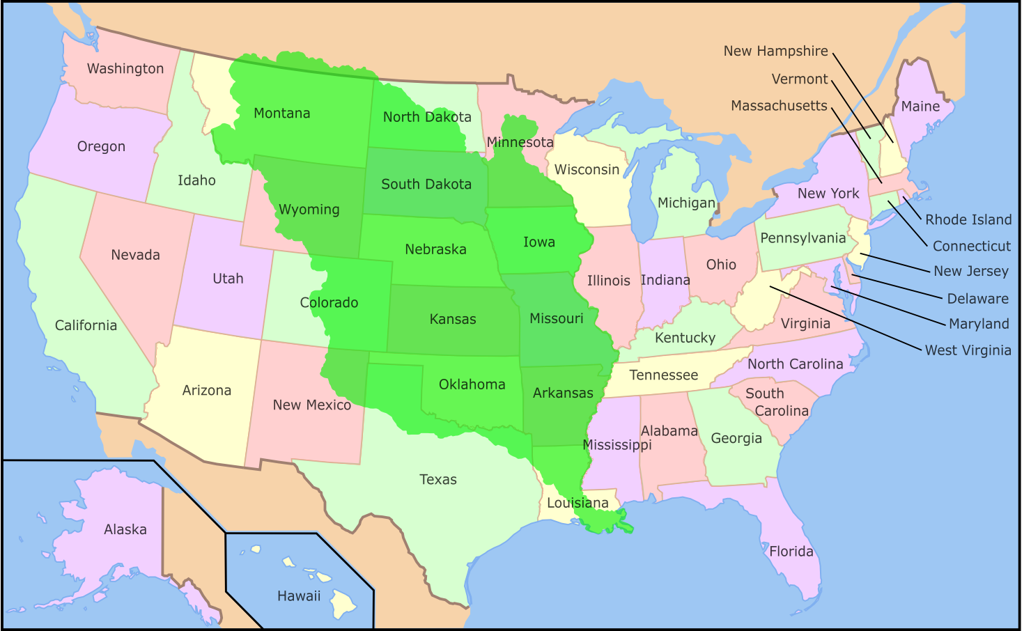 Location of Louisiana Purchase