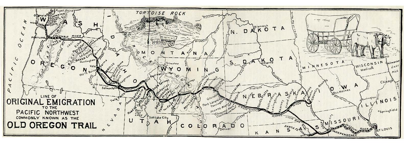 Map showing the location of Oregon Trail