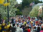 Runners compete in the 2010 Boston Marathon on April 19, 2010