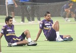 India Kolkata Knight Rider Player Practice at Eden Garden in Kolkata on Friday 19 April 2013