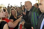 File - Hamid Karzai the President of Afghanistan talks to Soldiers and Family Members at Campbell Army Airfield during a brief Visit to Fort Campbell, 14 May, 2010.