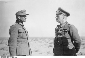 Rommel in conversation with Major General Boettcher, North Africa, January 1942.