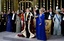 Dutch King Willem-Alexander is given three cheers by guests and his wife Queen Maxima inside the Nieuwe Kerk or New Church in Amsterdam, The Netherlands, during his inauguration Tuesday April 30, 2013.