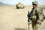 File - Alaskan National Guard Cpl. Gregory Manning provides security for fellow members of Kandahar Provincial Reconstruction Team while conducting a site survey of the Sanjaray health clinic May 24, 2012 in Kandahar, Afghanistan.