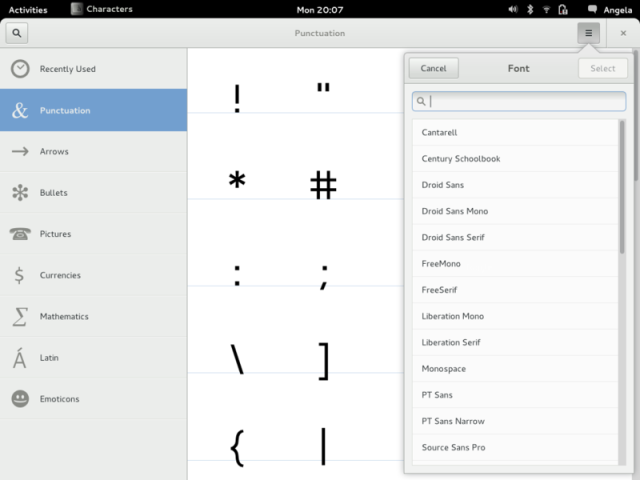 Character Map - Filter Menu