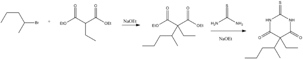 Sodium thiopental synthesis.png