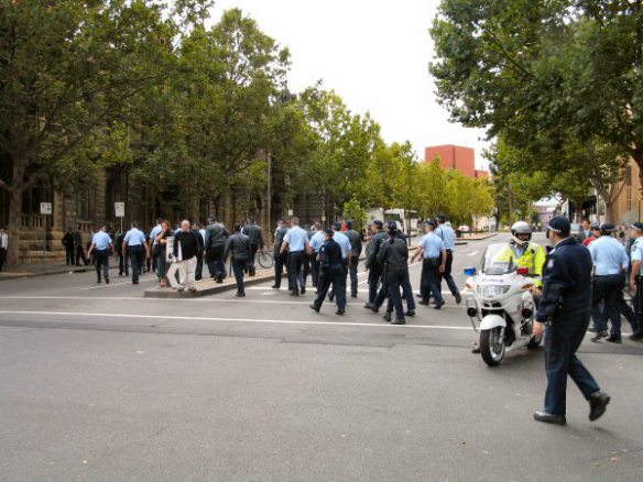 Police leaving the scene