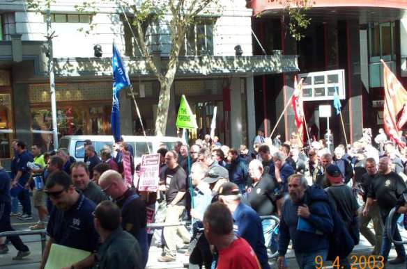 Banners of Greens and Socialist Alliance in march