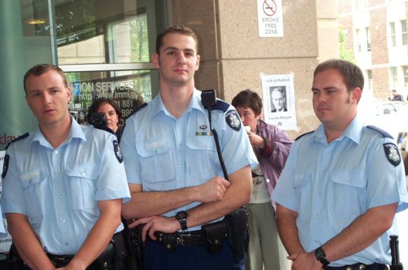 Police without name tags