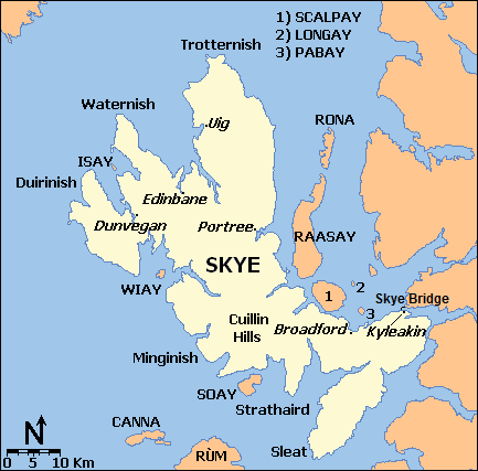 A map of Skye and the surrounding islands