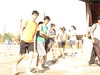 School children waiting in sun light while trekking on the fort - sun heat - protection from sun