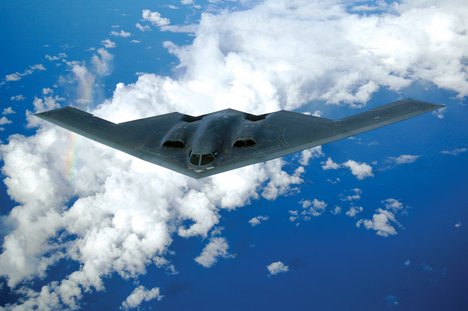 File - A B-2 Spirit soars after a refueling mission over the Pacific Ocean on Tuesday, May 30, 2006. The B-2, from the 509th Bomb Wing at Whiteman Air Force Base, Mo., is part of a continuous bomber presence in the Asia-Pacific region. (U.S. Air Force photo/Staff Sgt. Bennie J. Davis III)