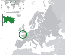 Location of  Jersey  (Dark Green)