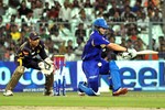 Rajasthan Royal Player Owais Shah in action during  the IPL  Cricket Match against Kolkata Knight Rider at Eden Garden in Kolkata on Friday 03 May 2013