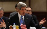 This May 22, 2013 file-pool photo shows Secretary of State John Kerry speaking at a meeting with several key allies in Amman, Jordan,