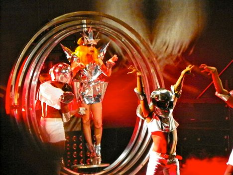 Lady Gaga performing "Bad Romance" on The Monster Ball Tour.