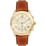 Michael Kors Tan Leather Strap Watch With Gold Chronograph Face