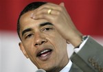 Democratic presidential hopeful, Sen. Barack Obama, D-Ill., speaks during a discussion on protecting homeownership in North Las Vegas, Nev., Tuesday, May 27, 2008.